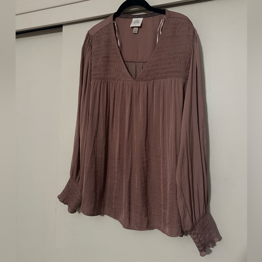 Slim dusty rose long sleeve blouse